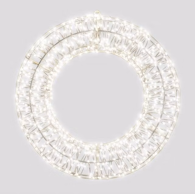 Pegdev Christmas Pre-Lit Micro LED Wreath with Timer, Cool White, Diameter: 50 cm, Depth: 5 cm