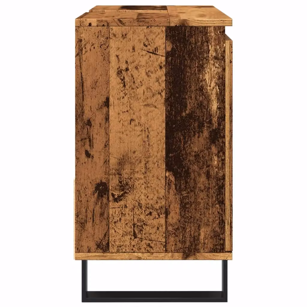 Berkfield Home Industrial Bathroom Sink Cabinet in Old Wood Brown, W/D/H: 65 x 33 x 60 cm – 4