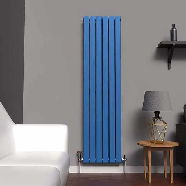 Lux Heat Flat Coloured Vertical Radiator in Galaxy Blue, H 160 cm x W 42 cm