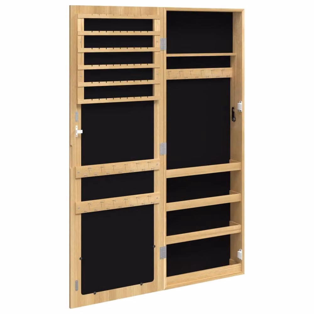 Berkfield Home Wall Mounted Mirror Jewellery Cabinet in Beige, W/D/H: 37.5 x 10 x 106 cm – 3