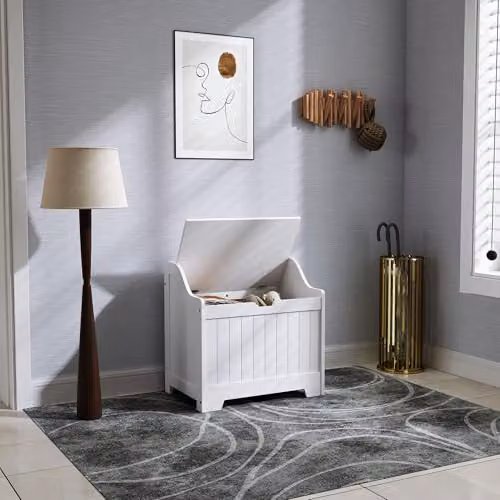 HOMCOM White Storage Trunk with Soft-Close Lid, W/D/H: 56.5 x 38 x 56 cm – 3