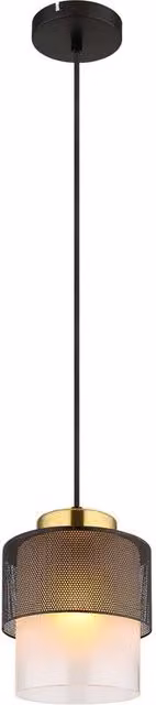 Netlighting Olga Slim Pendant Ceiling Light in Black with Satined Glass Shade, E27, Height Adjustable