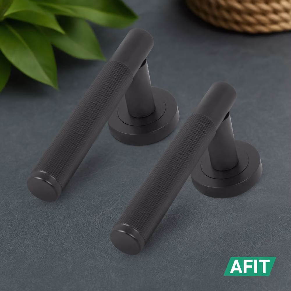 AFIT Matt Black Aluminium Door Handle Latch and Hinge Set – 7