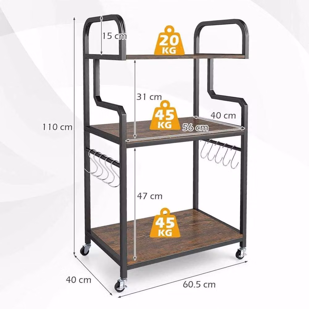PAWNORA 3-Tier Rolling Printer Stand Mobile Machine Table Cart with Shelves in Brown – 2
