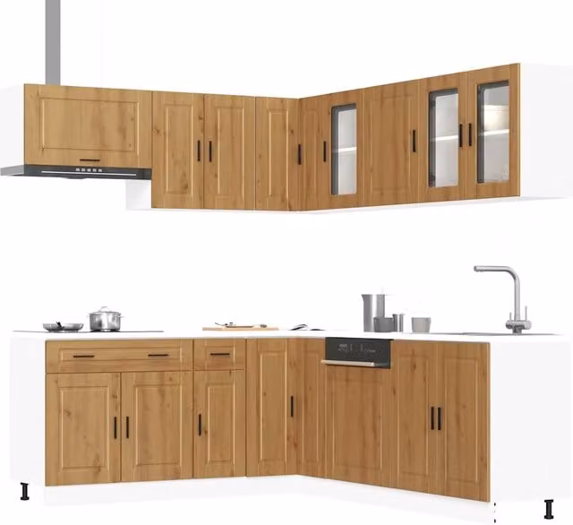 Berkfield Home Porto Artisan Oak 11 Piece Kitchen Cabinet Set in Brown