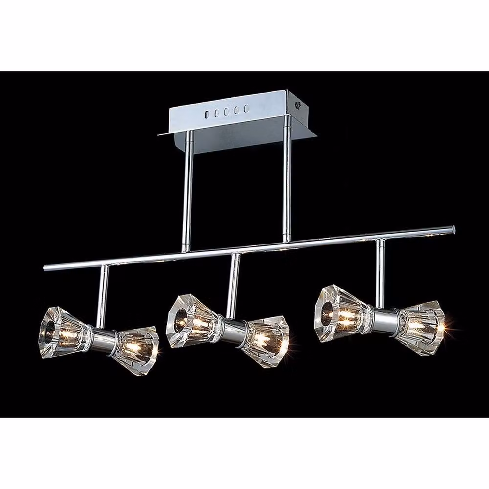 Netlighting Elisa Semi Flush Bar Ceiling Light with 6 G4 Bulbs in Polished Chrome and Grey – 2
