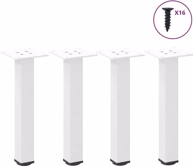 Berkfield Home Set of 4 White Steel Coffee Table Legs, Height: 32 cm