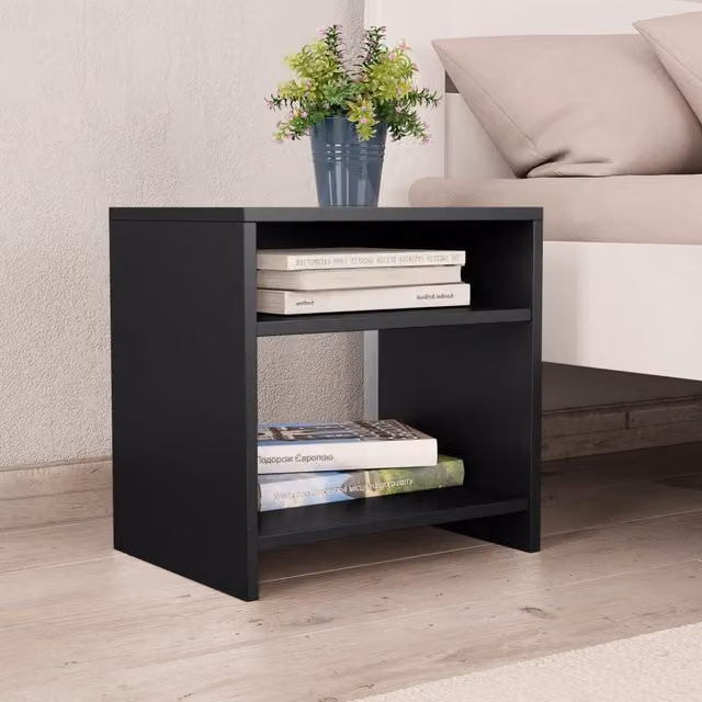 Berkfield Home Black Bedside Cabinet in Engineered Wood W/D/H: 40 x 30 x 40 cm