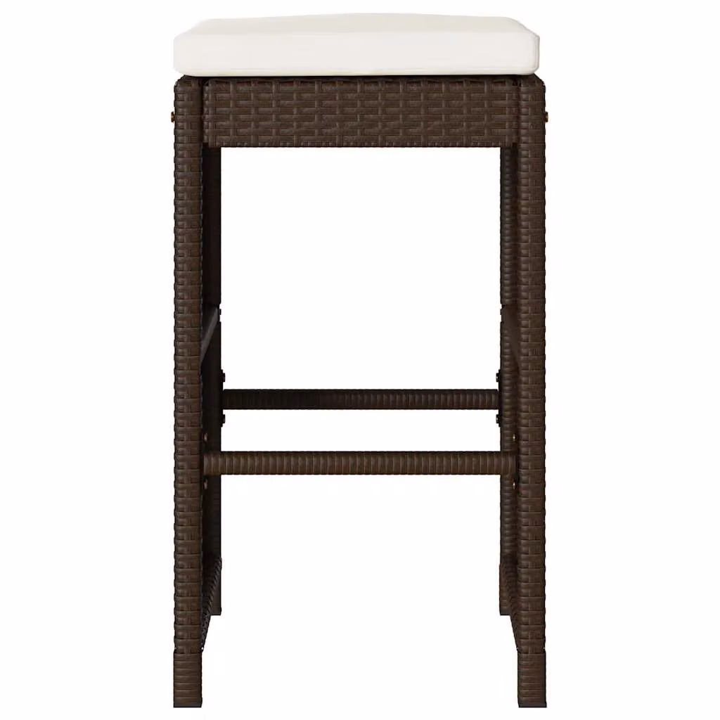 Berkfield Home Set of 6 Brown Poly Rattan Garden Bar Stools with Cushions – 3