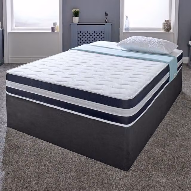 eXtreme Comfort Ltd Cooltouch Core Bonell Spring Mattress in Black and White, W: 140 cm, L: 200 cm