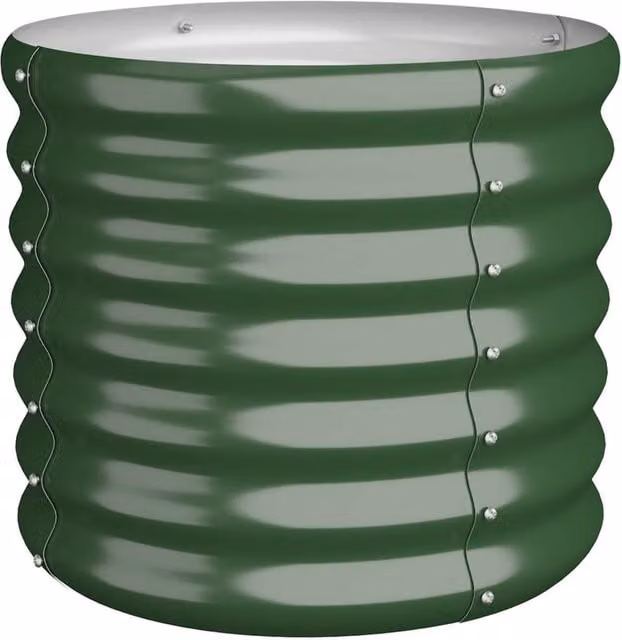 Berkfield Home Green Powder-coated Steel Garden Planter Tub W/D/H: 40 x 40 x 36 cm – 1