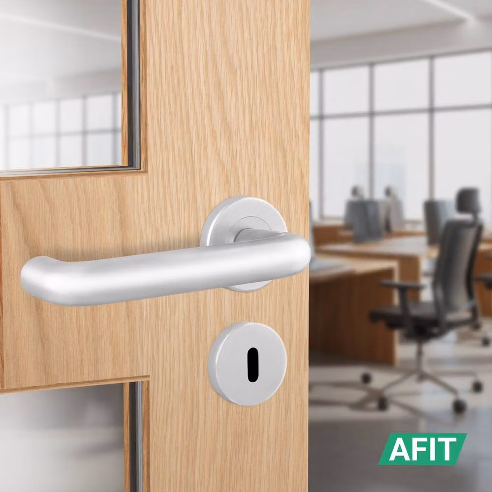 AFIT Satin Aluminium Return to Door Handles Sash Lock Hinges in Silver, 150 x 150 mm – 4