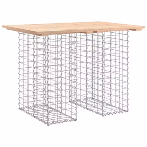 vidaXL Gabion Design Garden Table in Brown Treated Pine Wood, W/D/H: 100 x 70 x 72 cm – 1