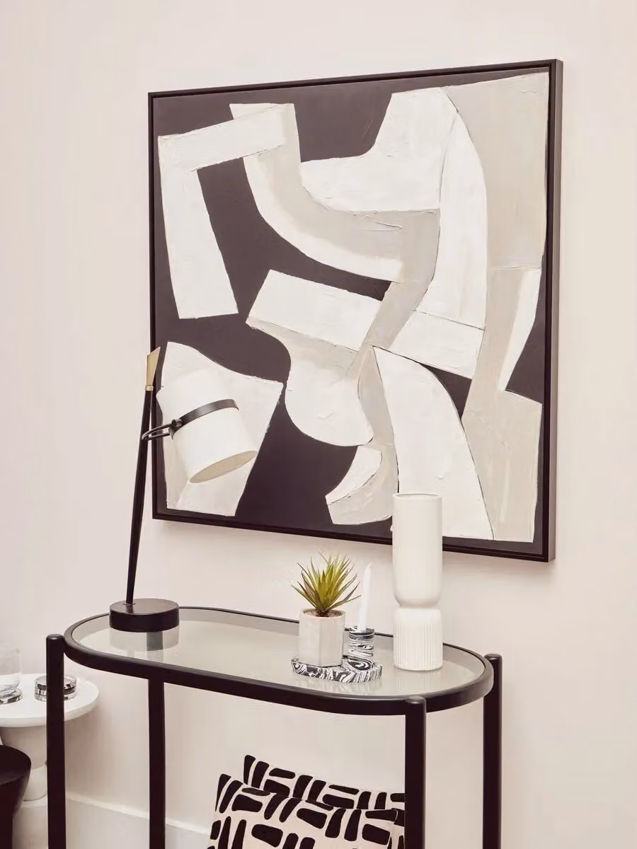 Orsina Cebu 2 Tier Rattan and Glass Console Table in Black – 3