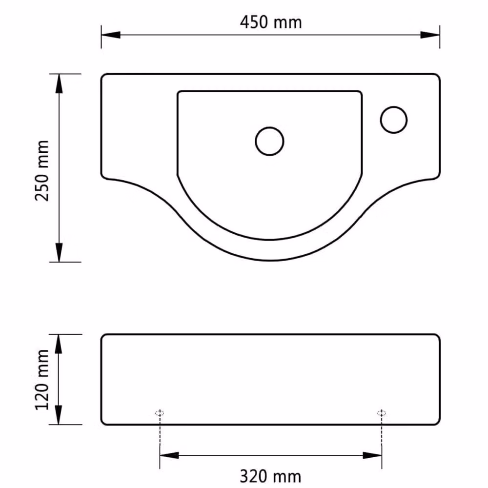 Berkfield Home Elegant Ceramic Bathroom Sink Basin with Faucet Hole, Black, W/D/H: 45 x 42.1 x 12 cm – 4
