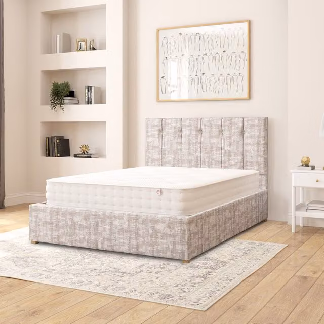 Aspire Hepburn Upholstered Velvet Ottoman Storage Bed in Grey, W/D/H: 140 x 200 cm
