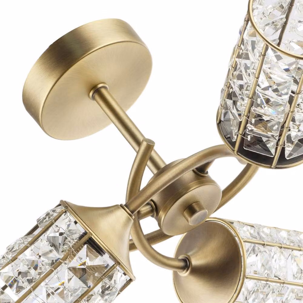 Happy Homewares Modern Dimmable LED Ceiling Light with Transparent Cylindrical Acrylic Beaded Shades in Gold/Brass – 2