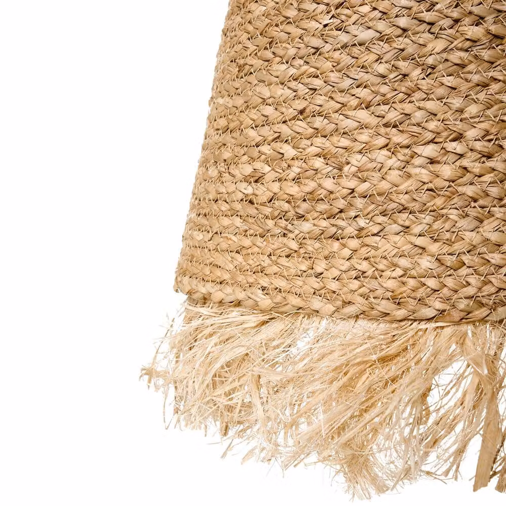 Wyld and Coco Handwoven Boho Pendant Lamp in Water Hyacinth and Banana Fibre, Beige and Brown – 3