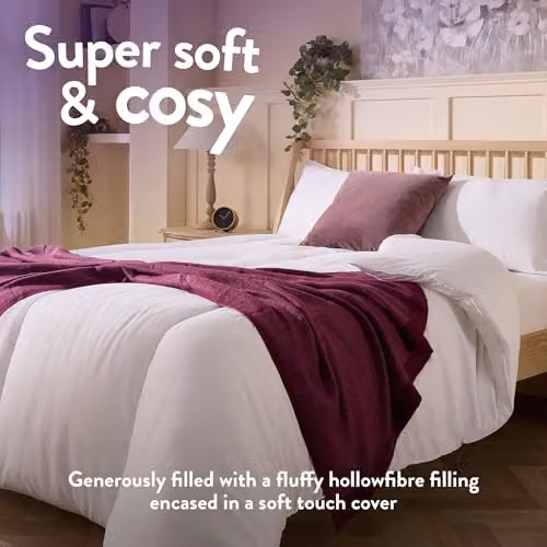 Slumberdown Feels Like Down Double Duvet 10.5 Tog and 2 Pillows Set, White, W: 200 cm x D: 200 cm – 3