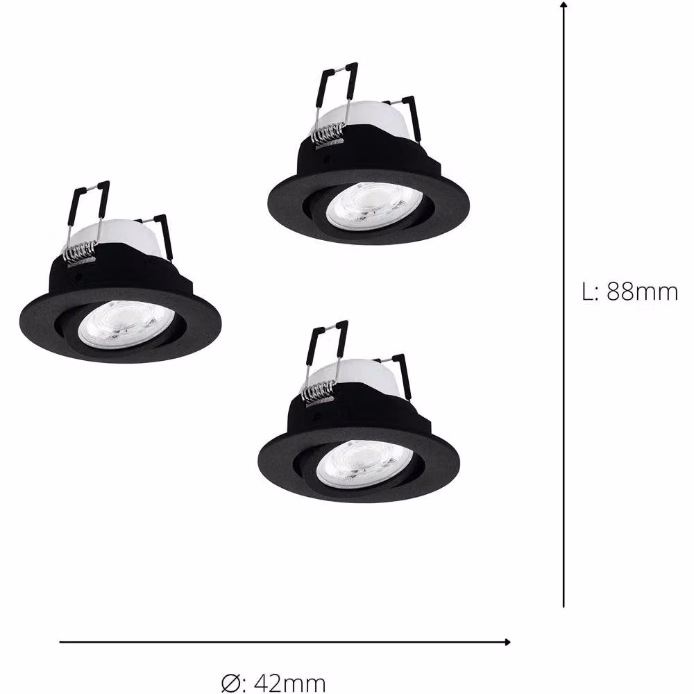 Loops Modern Black Round LED Ceiling Spotlight with Included Bulb – 3