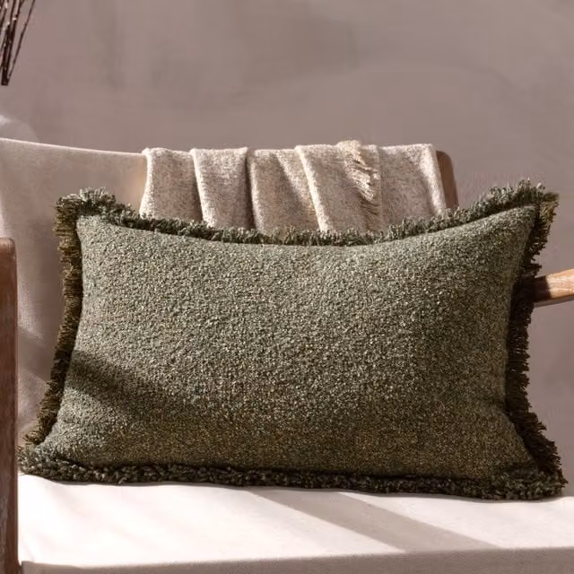 Yard Doze Woven Boho Fringed Cushion in Green, W/D/H: 60 x 40 x 40 cm – 4