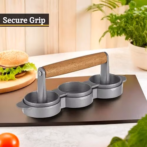 Premier Housewares From Scratch Non-Stick Triple Mini Hamburger Press in Brown – 4