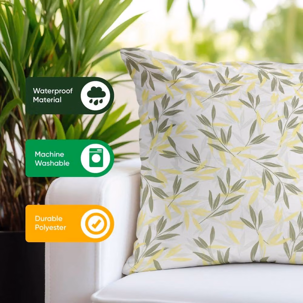 Gardenwize Pack of 2 Square Outdoor Floral Scatter Cushions in Green, Grey, Multicolour and White – 4