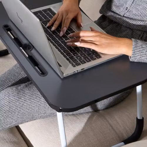 OHS Foldable Wooden Laptop Table and Bed Tray in Anthracite, W/D/H: 60 x 35 x 26 cm – 4