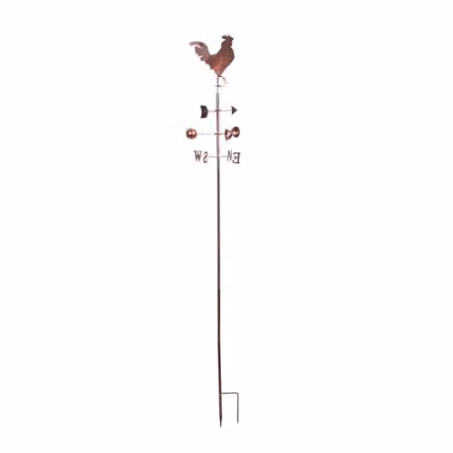 mysmartbuy Cockerel Wind Vane, Hand Painted Metal Rooster Outdoor Garden Ornament in Rustic Bronze and Copper, H 170 x W 39 x D 23 cm – 2