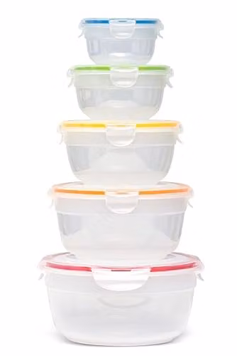 LocknLock Set of 5 Transparent Round Airtight Food Storage Containers with Silicone and Plastic Lids – 1