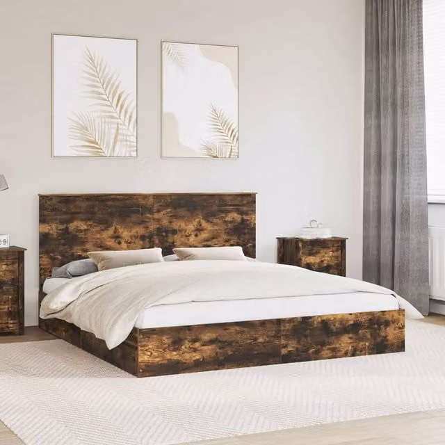 Berkfield Home Smoked Oak Storage Bed with Drawers, Brown, W/D/H: 180 x 200 cm – 1