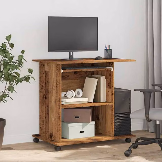 Berkfield Home Modern Computer Desk in Brown, W/D/H: 80 x 50 x 75 cm