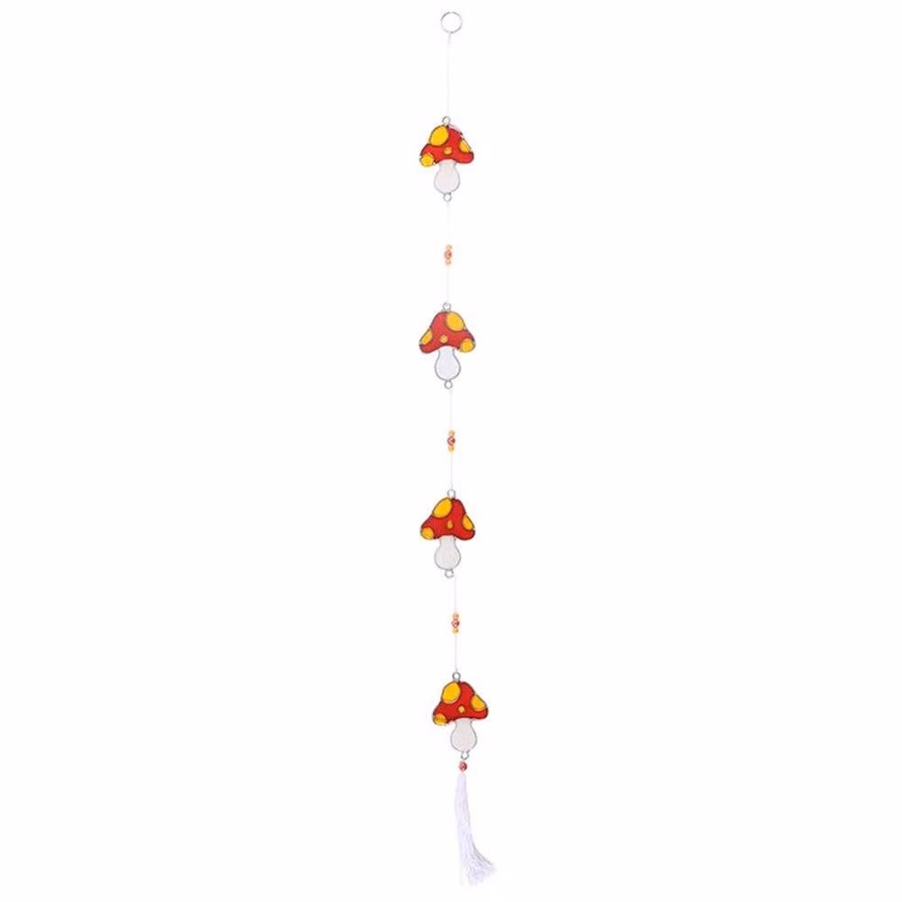 Uniqueful Mushroom Suncatcher String in Multicolour, White and Red, Length: 80 cm – 2