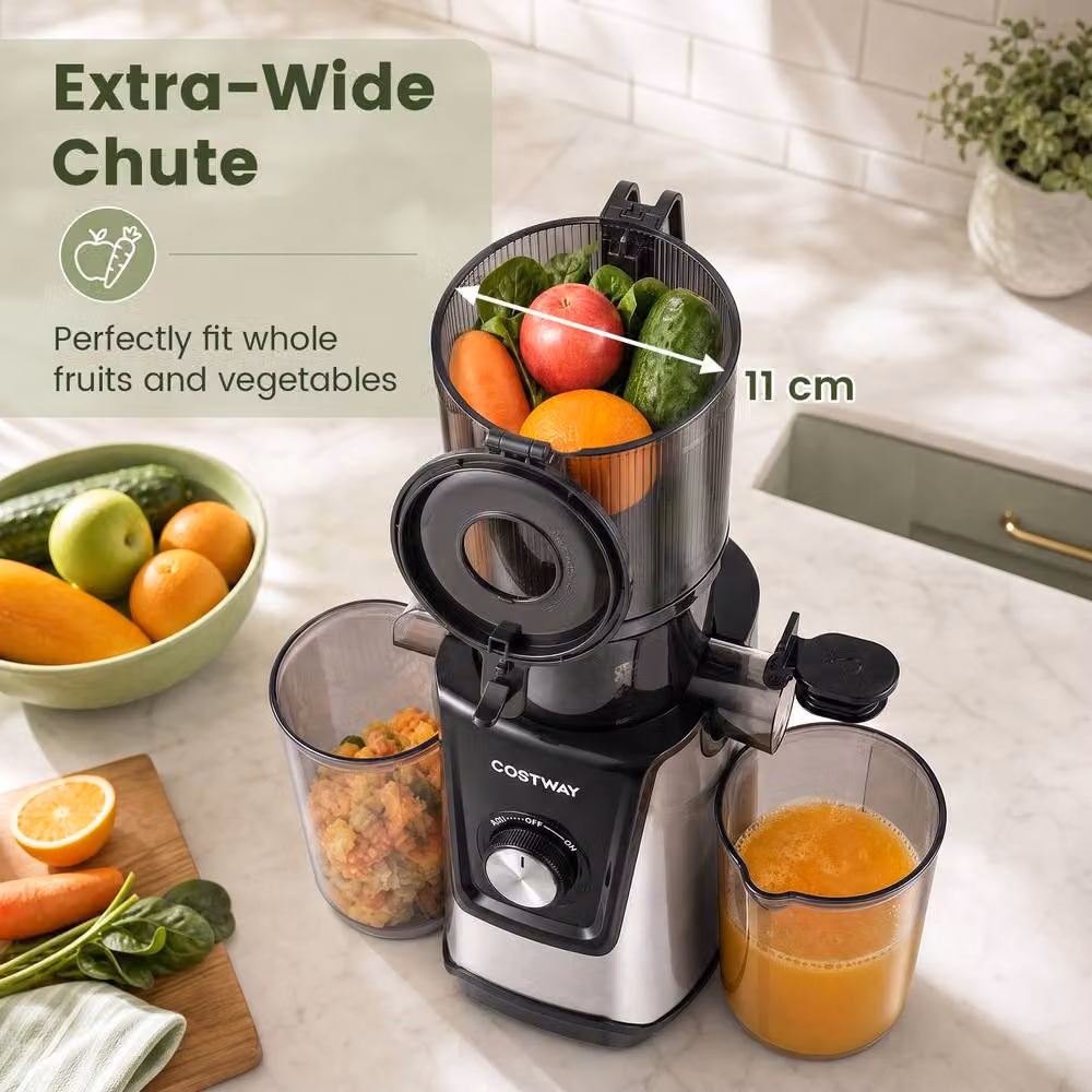 Costway Slow Juicer Machine with Dual Outlets in Black – 7