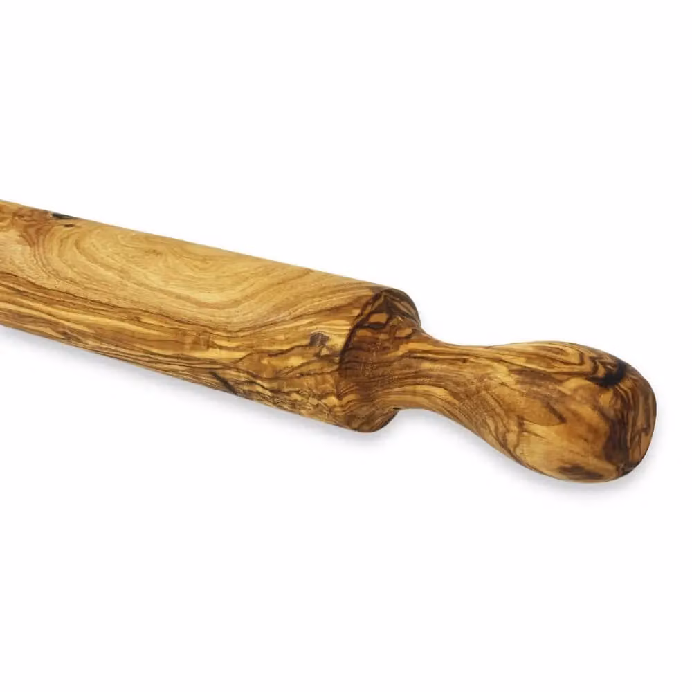 Verano Spanish Ceramics Natural Grained Olive Wood Rolling Pin, Brown, 40 cm – 2