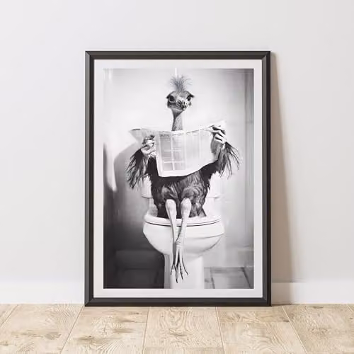 60 Second Makeover Emu On The Toilet Animal Print Paper Poster, A4