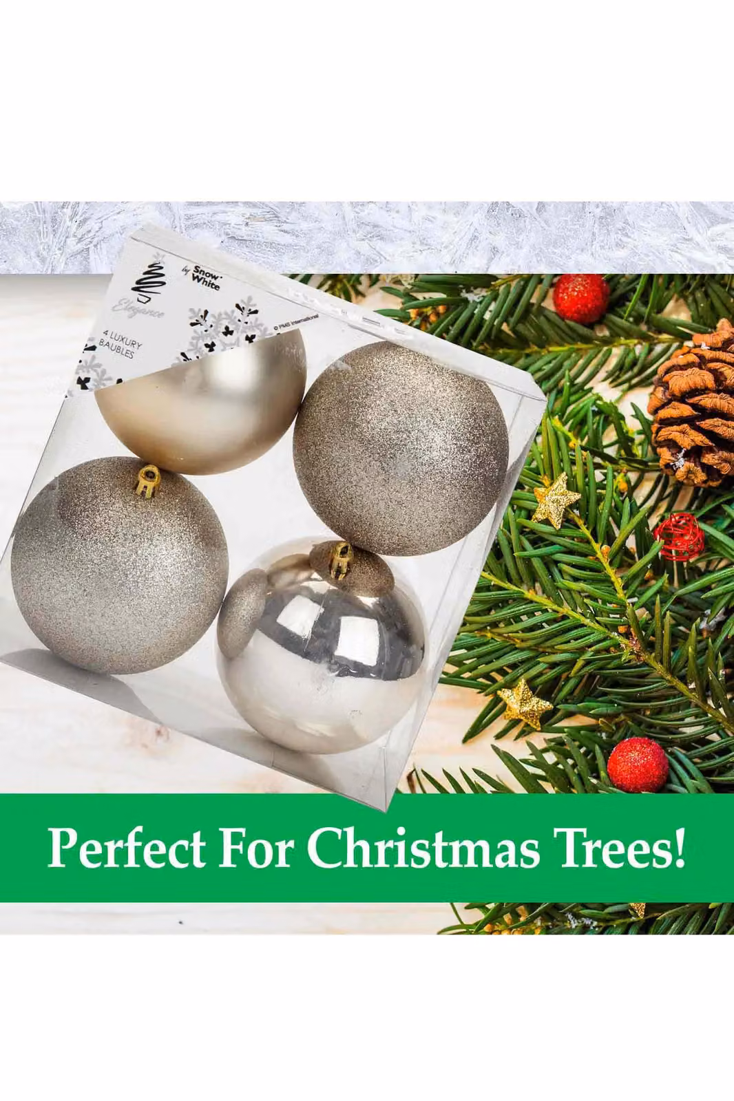 VFM Gold Round Christmas Tree Baubles, 4 Pack – 2
