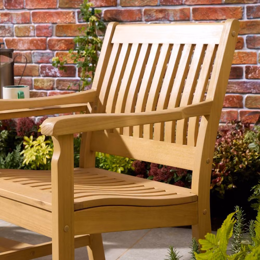 Rowlinsons Farnham Companion Seat in Brown Timber, W: 168 cm, D: 80 cm, H: 87 cm – 3