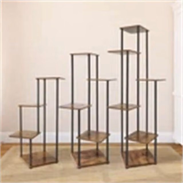 Nordara 6 Tier Metal and Wood Ladder Plant Stand in Brown, Height: 100 cm