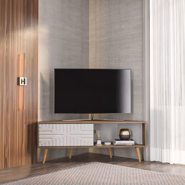 Decorotika Mora Mid-Century TV Unit in Walnut and White