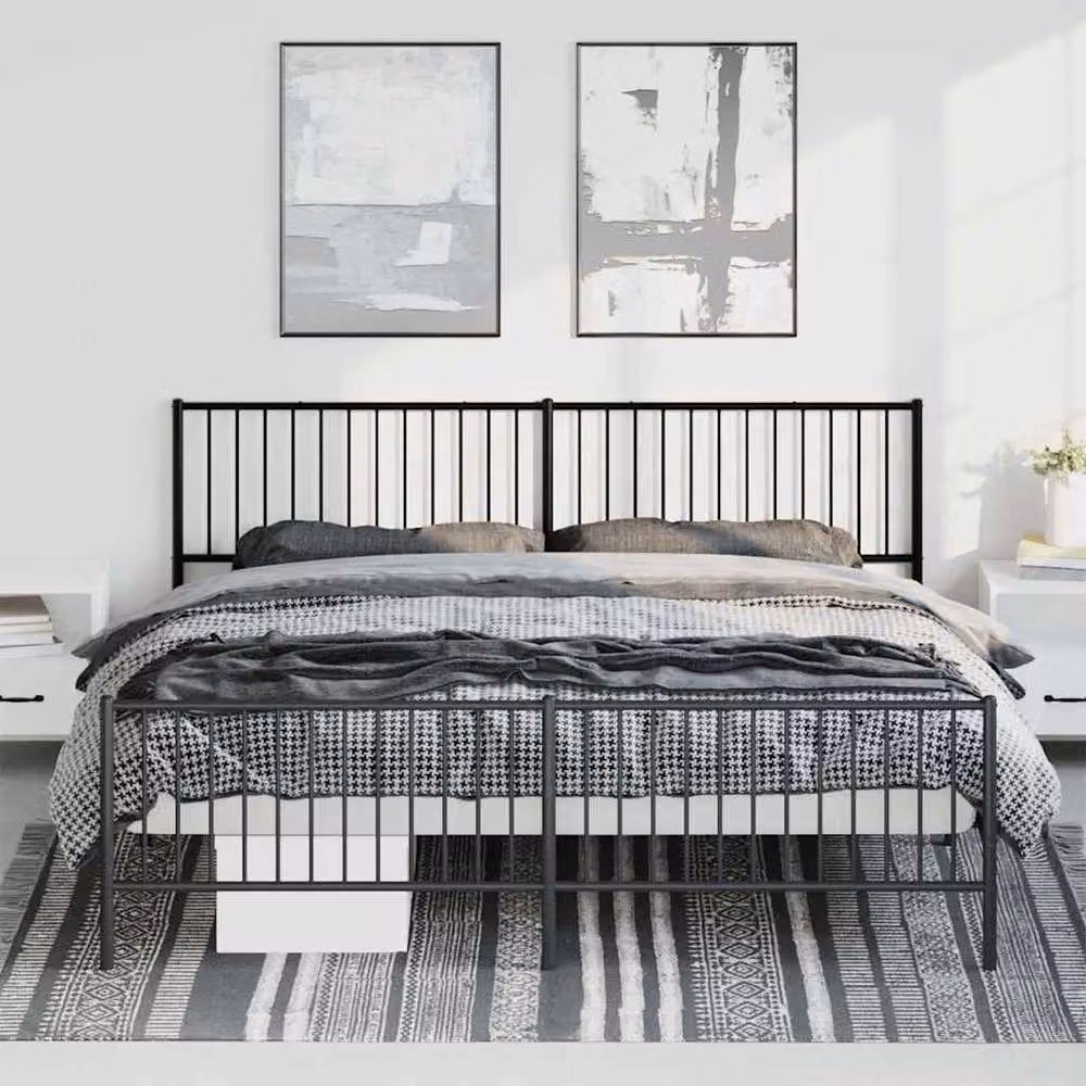 Berkfield Home Metal Bed Frame with Headboard and Footboard in Black, W/D/H: 193 x 198 x 90.5 cm – 3