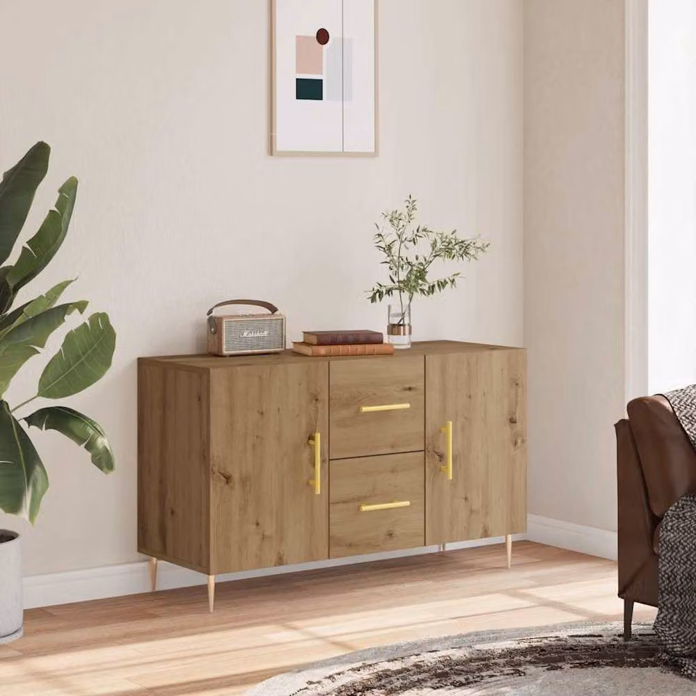 Berkfield Home Artisan Oak Sideboard in Brown, W/D/H: 100 x 36 x 60 cm – 2