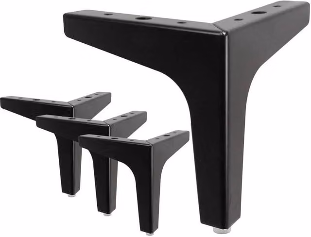NESTLUNE 4-Piece Black Metal Furniture Legs