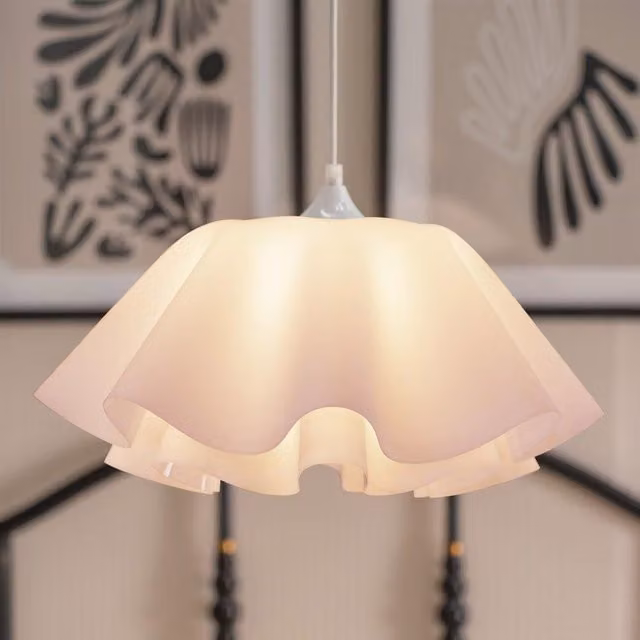ValueLights Kumo White Layered Flower Design Acrylic Ceiling Pendant Light Fitting with Bulb, Shade Width: 42.5 cm