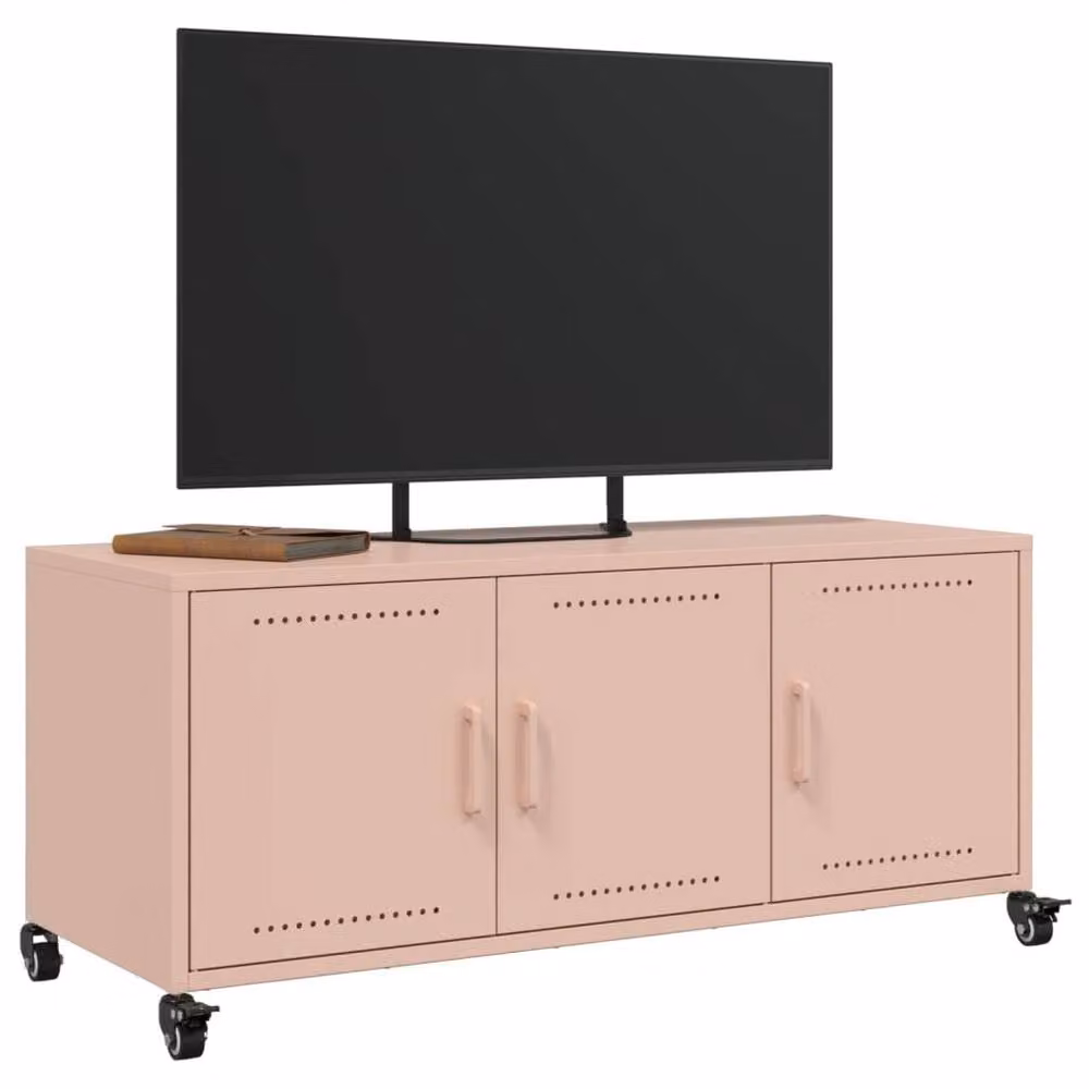 Berkfield Home Modern Pink Metal TV Cabinet W/D/H: 100.5 x 39 x 43.5 cm – 3