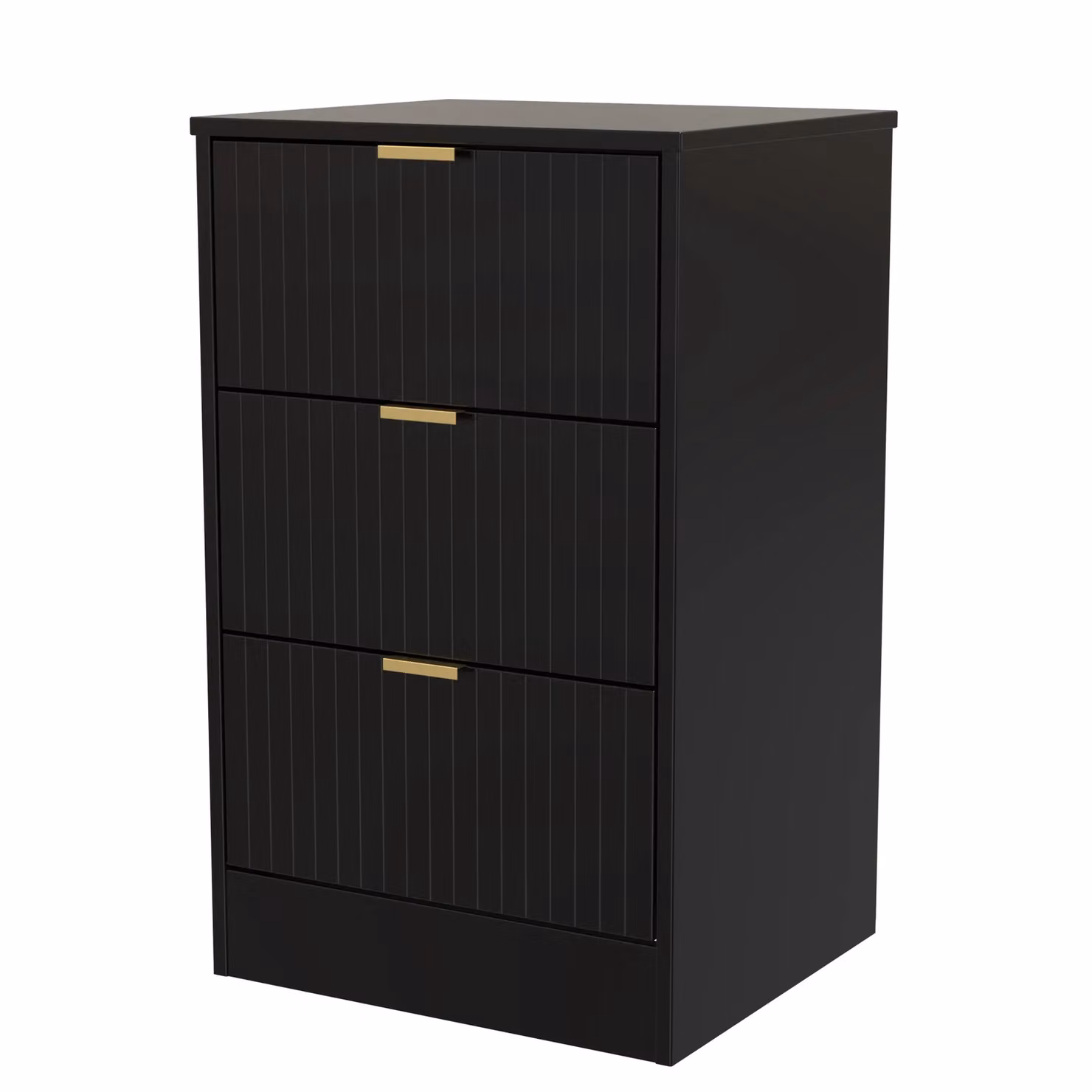 Ready Assembled 2 U Denver 3 Drawer Bedside Cabinet in True Black – 2