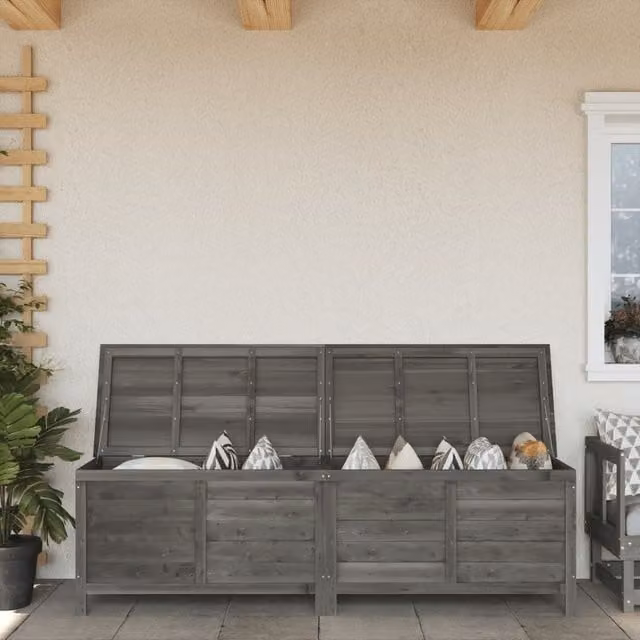 Berkfield Home Garden Storage Box in Anthracite and Black Solid Fir Wood, W/D/H: 198.5 x 50 x 56.5 cm – 1