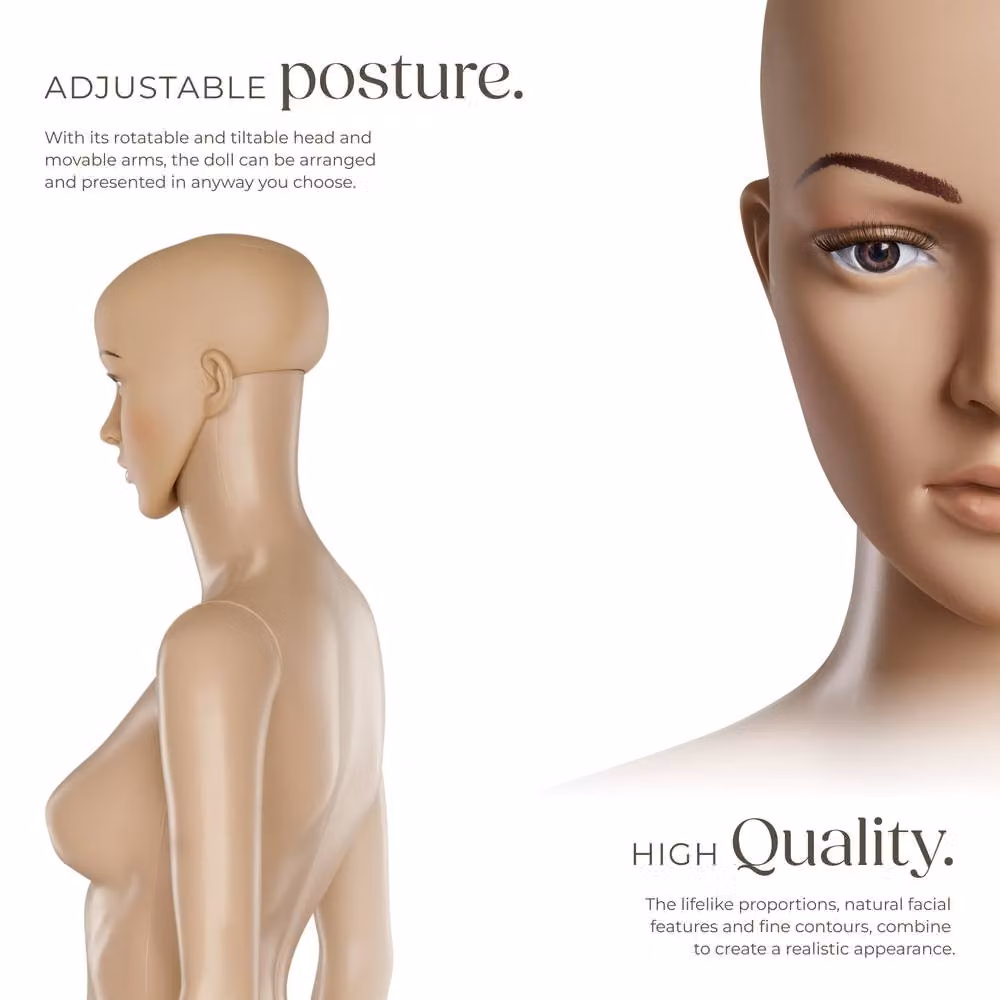 tectake Adjustable Full Body Female Mannequin with Realistic Prop in Beige – 3