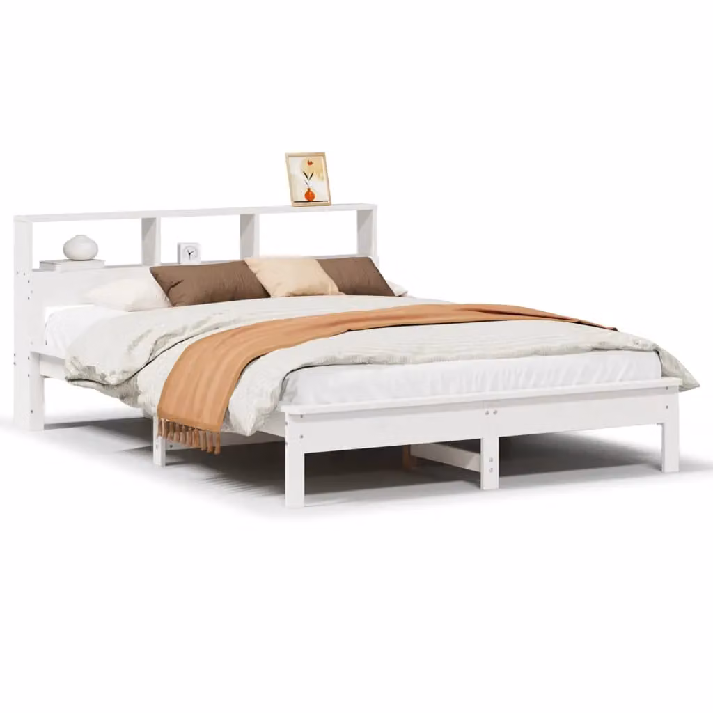 Berkfield Home White Solid Wood Pine Bed Frame W/D/H: 160 x 200 cm – 2