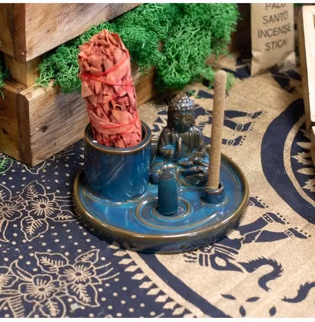 KDMD Blue Ceramic Buddha Incense Plate with Holders – 1